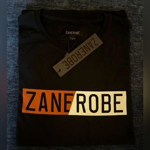 Zanerobe spliced flintlock tee, black. Size medium